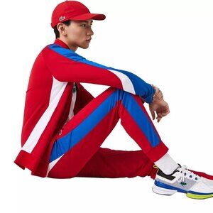 Men's Lacoste Red / Blue / White SPORT Run-Resistant Tennis Trackpants 4XL NWT